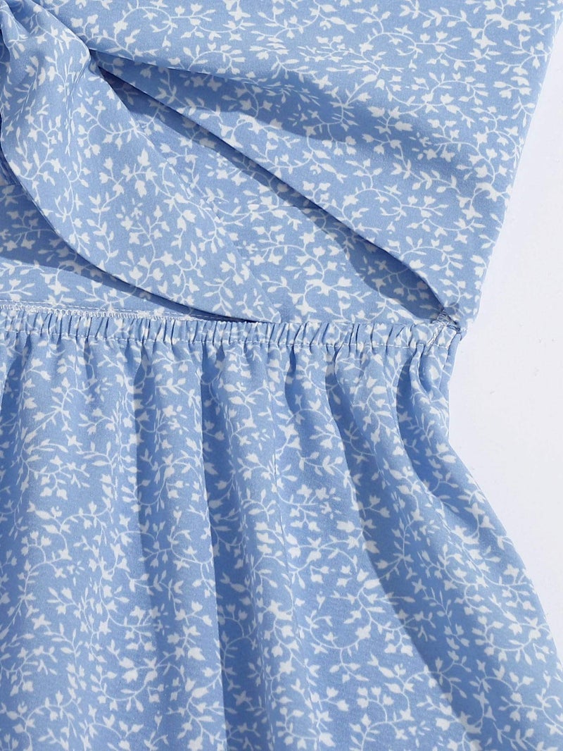 Floerns Women's Boho Floral Print Twist Front Cami A Line Mini Dress Bonnie Blue XL - Image 2